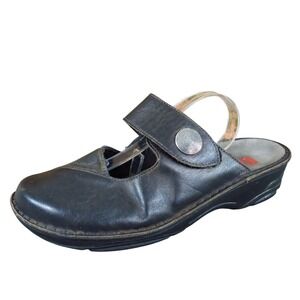 Berkemann Heliane Women Casual Mule Shoe Size 8 Comfort Walking Black Leather
